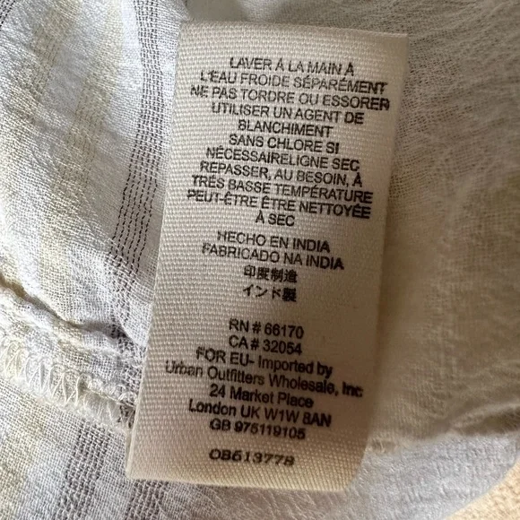 FREE PEOPLE Cutie Plaid Button Down Shirt Top Blouse Dolman Sleeves Ivory SM - Picture 14 of 16